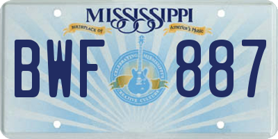 MS license plate BWF887