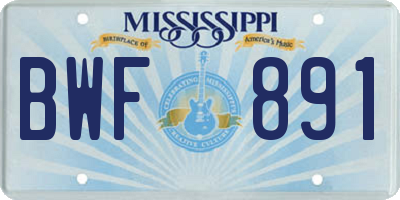 MS license plate BWF891