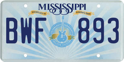 MS license plate BWF893