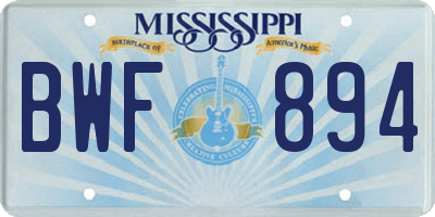 MS license plate BWF894