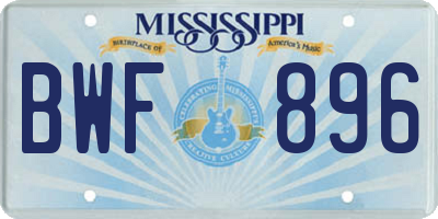 MS license plate BWF896