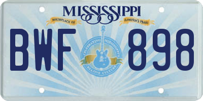 MS license plate BWF898