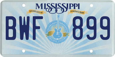 MS license plate BWF899