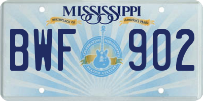 MS license plate BWF902