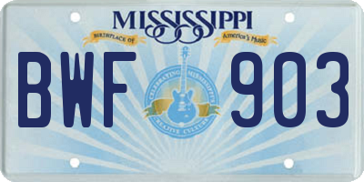 MS license plate BWF903