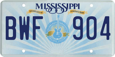 MS license plate BWF904