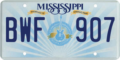 MS license plate BWF907