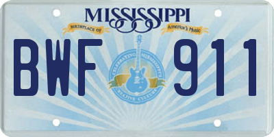 MS license plate BWF911