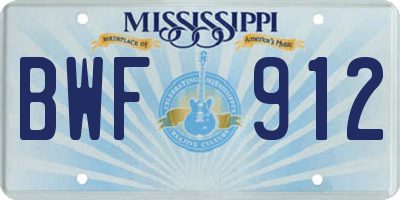 MS license plate BWF912