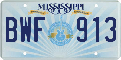 MS license plate BWF913
