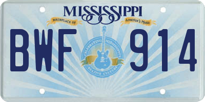 MS license plate BWF914