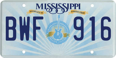 MS license plate BWF916