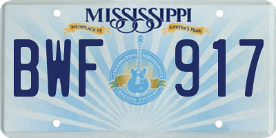 MS license plate BWF917