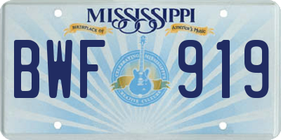 MS license plate BWF919