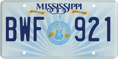 MS license plate BWF921