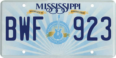 MS license plate BWF923