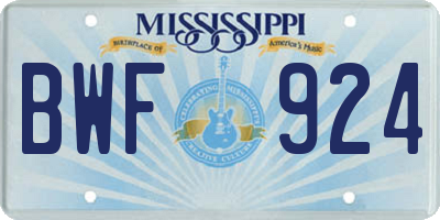 MS license plate BWF924