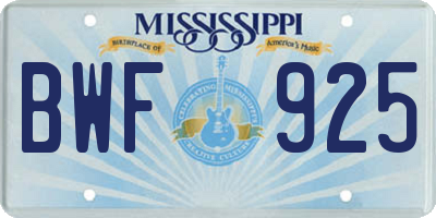 MS license plate BWF925