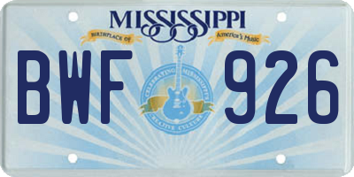 MS license plate BWF926