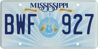 MS license plate BWF927