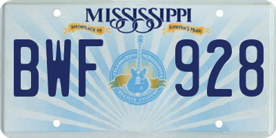 MS license plate BWF928