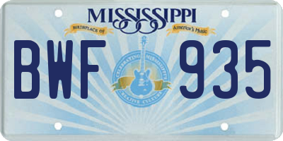 MS license plate BWF935