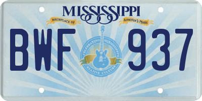 MS license plate BWF937