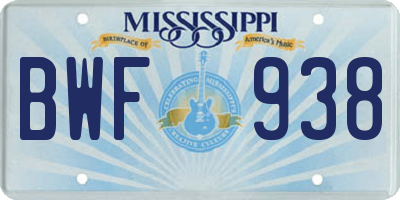 MS license plate BWF938
