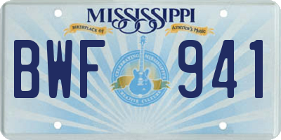 MS license plate BWF941