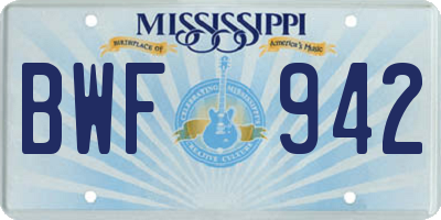 MS license plate BWF942