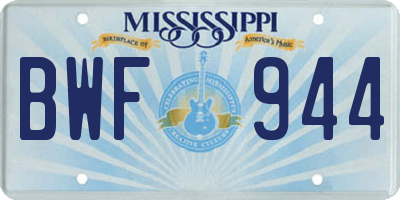 MS license plate BWF944