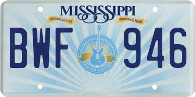MS license plate BWF946