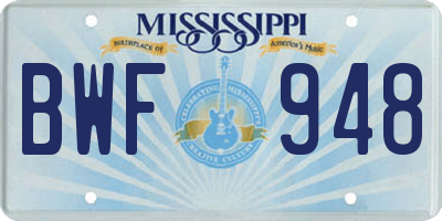 MS license plate BWF948