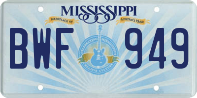 MS license plate BWF949