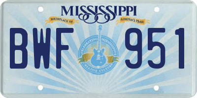 MS license plate BWF951
