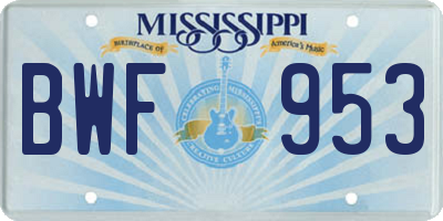 MS license plate BWF953