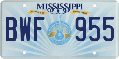 MS license plate BWF955