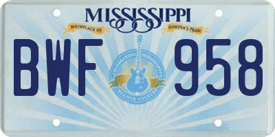 MS license plate BWF958