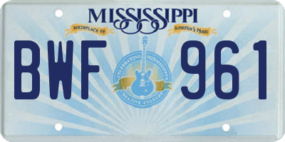 MS license plate BWF961