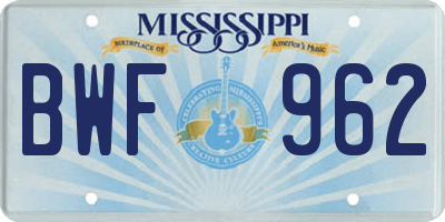MS license plate BWF962