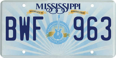 MS license plate BWF963