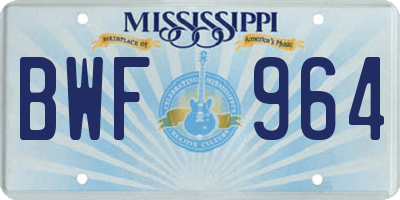 MS license plate BWF964