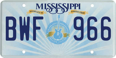 MS license plate BWF966