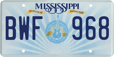 MS license plate BWF968