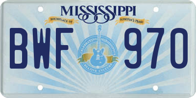 MS license plate BWF970