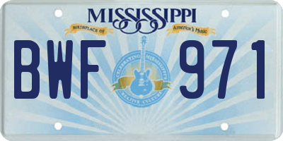 MS license plate BWF971