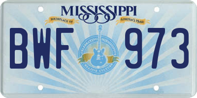 MS license plate BWF973