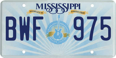 MS license plate BWF975