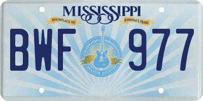 MS license plate BWF977