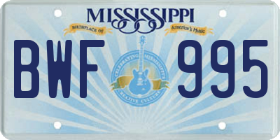 MS license plate BWF995